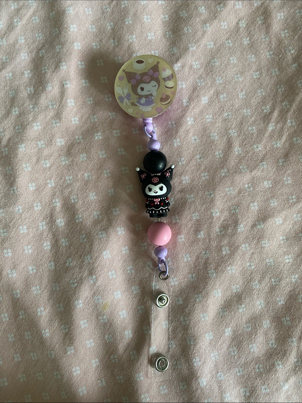 NWOT Hand Crafted Kuromi Retractable Badge Reel💜🖤